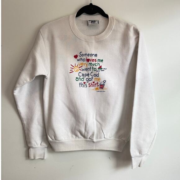 USA made cotton blend Kids Lee Cape Cod 1990s sweatshirt vintage big print Large - Picture 1 of 9